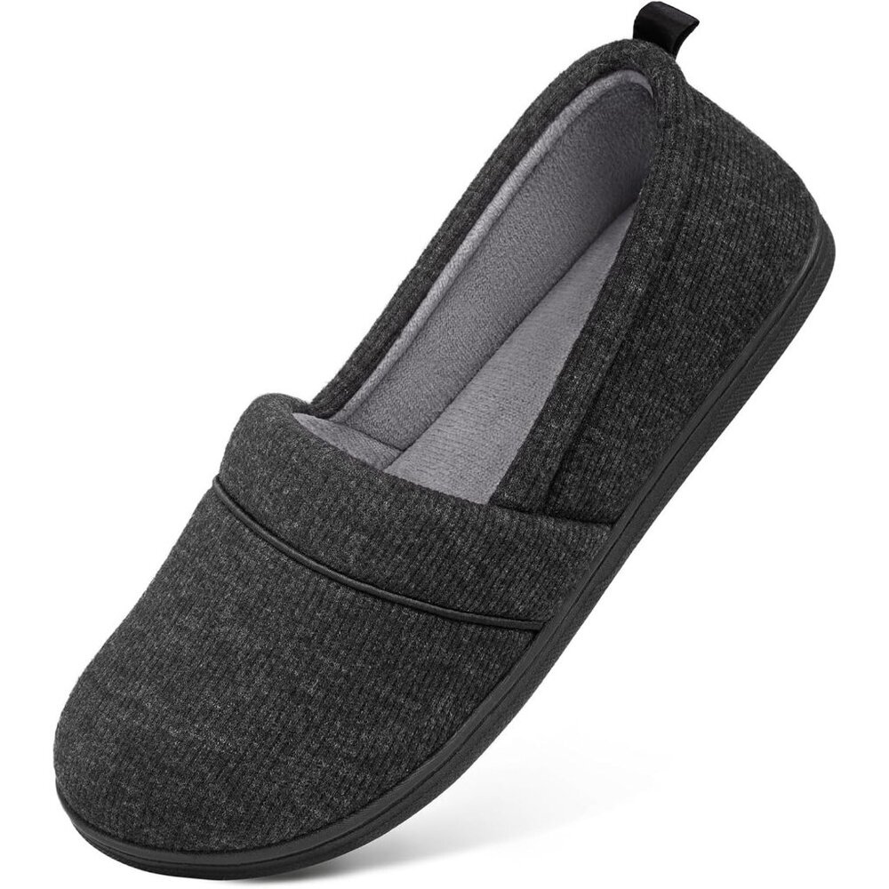 Women's Lightweight Comfy Black Loafer Memory Foam Non Slip Slippers Boot Shoes